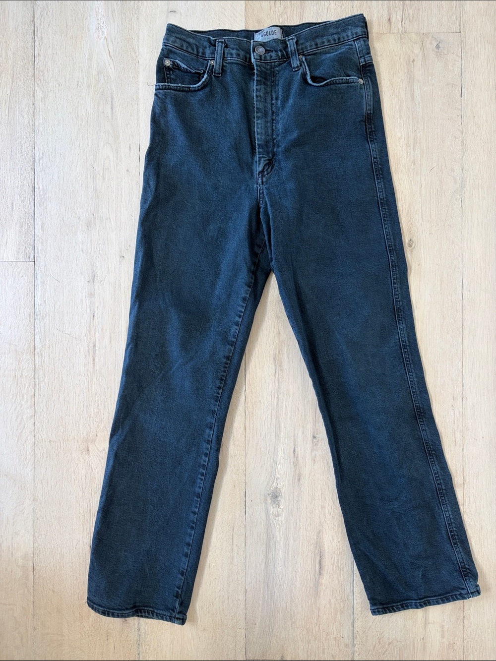 Agolde Pinch High Rise Straight Leg Jeans Size 27 Black